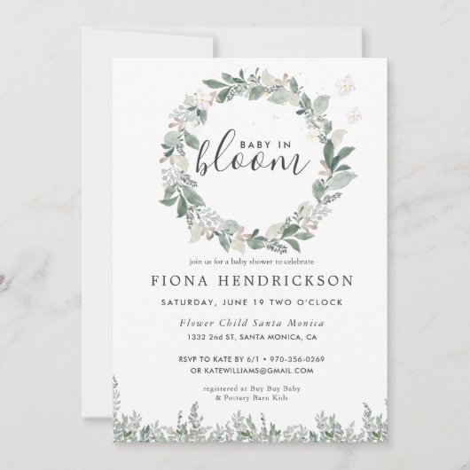 Baby in Bloom | Baby shower van Floral Greenery (Voorkant)