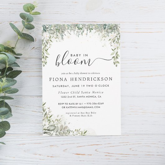 Baby in Bloom | Baby shower van Floral Greenery Kaart