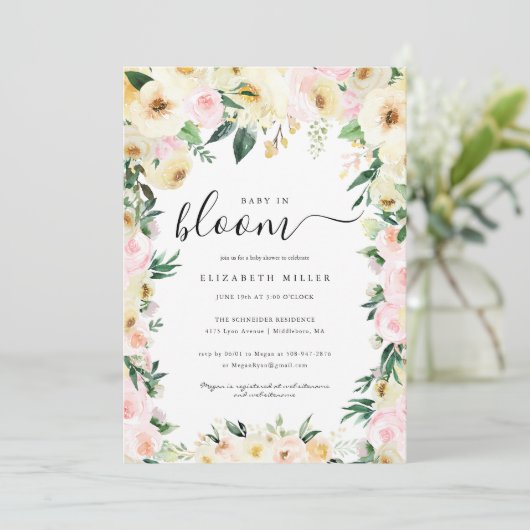 Baby in Bloom | Baby shower van zonnebrandmiddelen (Staand voorkant)