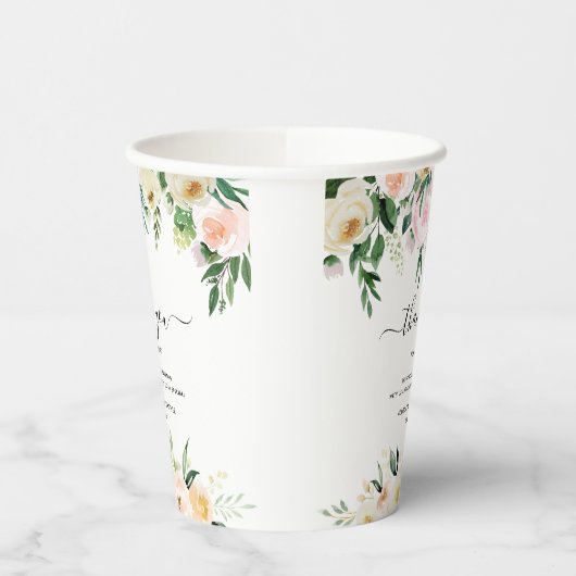 Baby in Bloom | Baby shower van zonnebrandmiddelen Papieren Bekers (Links)