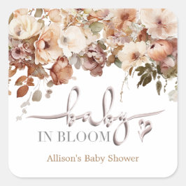 Baby in Bloom Baby shower Vierkante Sticker