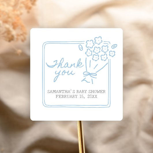 Baby In Bloom Baby Shower Vierkante Sticker