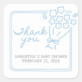 Baby In Bloom Baby Shower Vierkante Sticker (Voorkant)