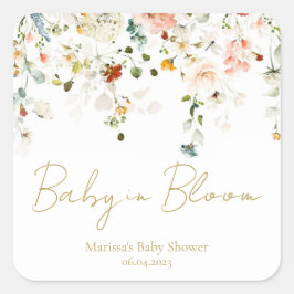 Baby in Bloom Baby Shower Vierkante Sticker