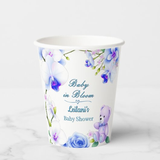 Baby in Bloom baby shower voor een jongen Paper cu Papieren Bekers (Voorkant)