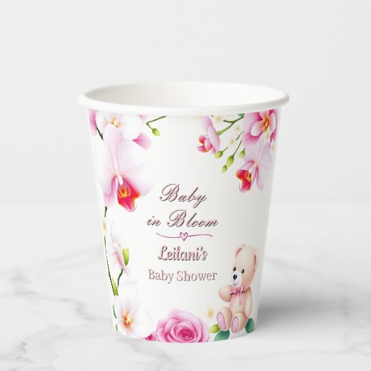 Baby in Bloom baby shower voor een meisje Paper cu Papieren Bekers (Voorkant)