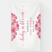 Baby in Bloom Baby Shower Welkom Achtergrond Roze Spandoek (Verticaal)