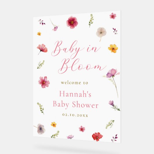 Baby in Bloom Baby shower Welkom Acryl Bord (Hoek)