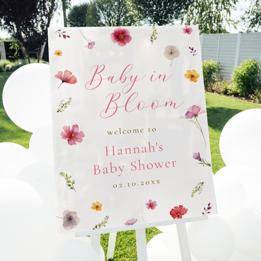 Baby in Bloom Baby shower Welkom Acryl Bord