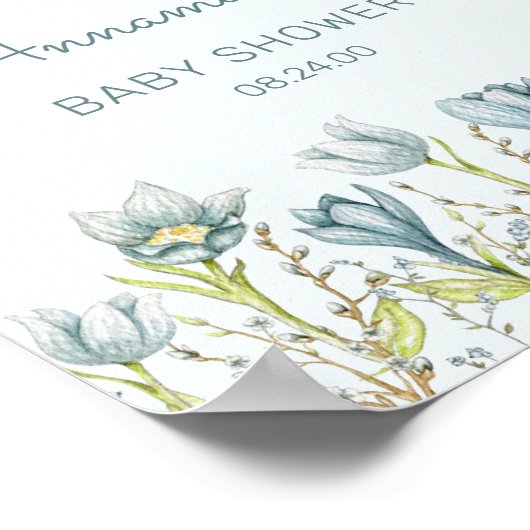 Baby in Bloom Baby shower Welkomstbord Poster (Hoek)