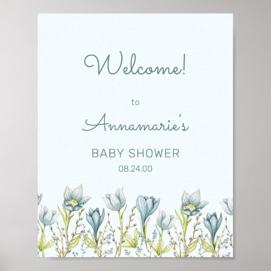 Baby in Bloom Baby shower Welkomstbord Poster (Voorkant)