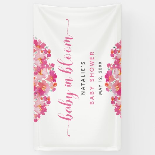 Baby in Bloom Baby shower Welkomstscherm Spandoek (Verticaal)