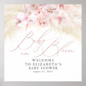 Baby in Bloom - Baby shower Welkomstteken Poster (Voorkant)
