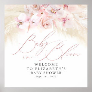 Baby in Bloom - Baby shower Welkomstteken Poster