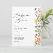 Baby in Bloom Baby shower Wilde bloem Border Kaart (Staand voorkant)