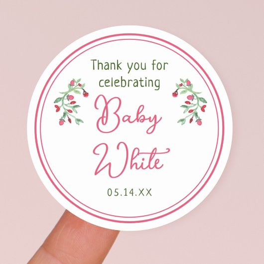 Baby In Bloom Bedankt voor het vieren van Baby Ronde Sticker