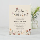 Baby in Bloom Beige Wildflower Baby shower Kaart (Staand voorkant)