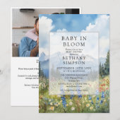 Baby In Bloom Bergfoto QR-code Baby Shower-uitnodi Kaart (Voorkant / Achterkant)