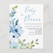 Baby in Bloom Blauw Bloemen Baby shower Briefkaart (Voorkant)
