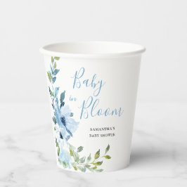 Baby in Bloom Blauw Bloemen Baby shower Papieren Bekers