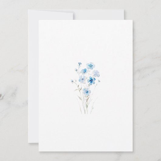 Baby In Bloom Blauw Bloemen Jongen Douche Uitnodig Kaart (Achterkant)