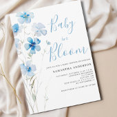 Baby In Bloom Blauw Bloemen Jongen Douche Uitnodig Kaart