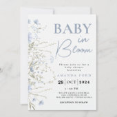 Baby in Bloom blauw Bloemen Wildflowers Baby showe Kaart (Voorkant)