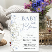 Baby in Bloom blauw Bloemen Wildflowers Baby showe Kaart