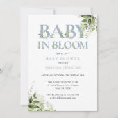 Baby In Bloom Blauw Groene All In One Baby Shower Kaart (Voorkant)