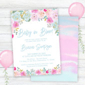 Baby in Bloom Blauw Roze Perzik Bloemen Baby showe Kaart