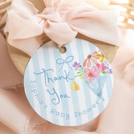 Baby in Bloom Blauw Whimsical Bedankt Bedankjes Labels