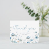 Baby In Bloom blauw wildflower boy Baby shower Bedankkaart (Staand voorkant)