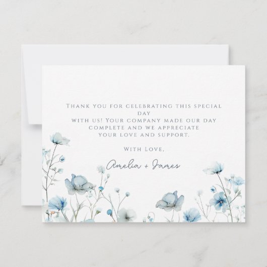 Baby In Bloom blauw wildflower boy Baby shower Bedankkaart (Achterkant)