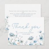 Baby In Bloom blauw wildflower boy Baby shower Bedankkaart (Voorkant / Achterkant)