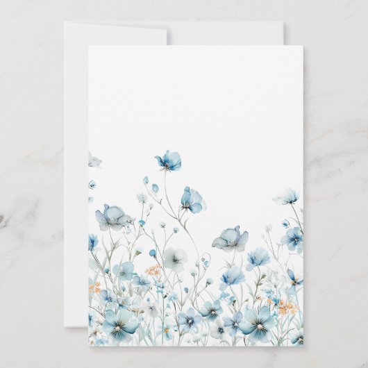 Baby In Bloom blauw wildflower boy Baby shower Kaart (Achterkant)