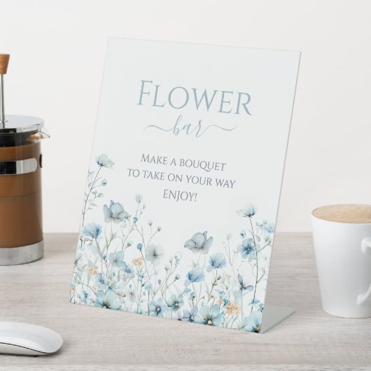 Baby In Bloom blauw wildflower boy Baby shower Reclamebord Met Voetstuk (Insitu)