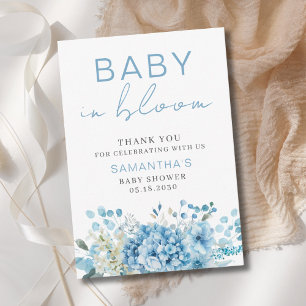 Baby In Bloom Blauwe Bloemen Jongens Baby Shower  Bedankkaart