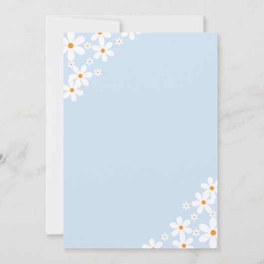 Baby in Bloom Blauwe Daisy Baby Shower Uitnodiging (Achterkant)