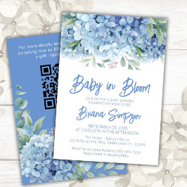 Baby in Bloom Blauwe Hortensia Baby Shower Kaart