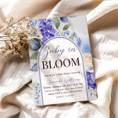 Baby in Bloom Blauwe Jongens Bloemen Baby Shower Kaart