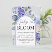 Baby in Bloom Blauwe Jongens Bloemen Baby Shower Kaart (Staand voorkant)