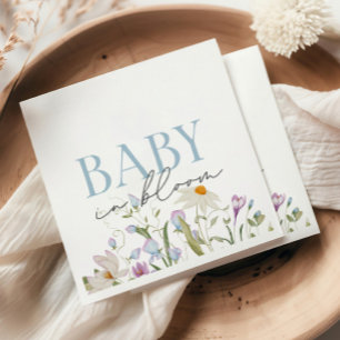 Baby in Bloom Blauwe Lente Bloemen Servet
