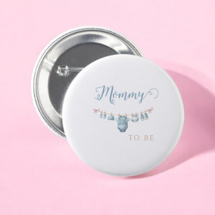 Baby In Bloom Blauwe Moeder Wordt  Baby Shower Ronde Button 5,7 Cm