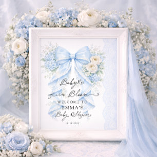 Baby in Bloom Blauwe Strik Jongens Baby Shower Wel Poster