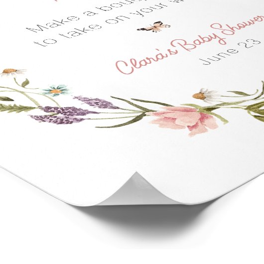 Baby in Bloom Bloem Boeket Bar Poster (Hoek)