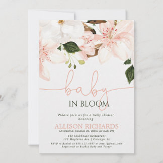 Baby in Bloom bloem lelies meisje baby shower Kaart