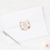 Baby In Bloom Bloem Thema Baby shower Aangepast Ronde Sticker (Envelop)