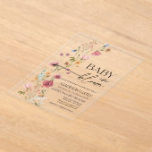 Baby in Bloom Bloemen Acryl Uitnodiging (Laagn)