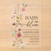 Baby in Bloom Bloemen Acryl Uitnodiging (Voorkant)