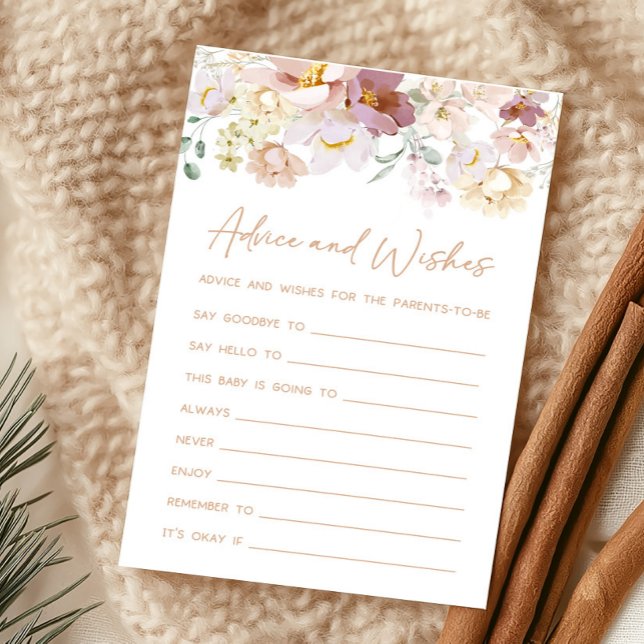 Baby in Bloom Bloemen Advies en wensen spel (Spring Wildflower Baby Shower Advice and Wishes Game)